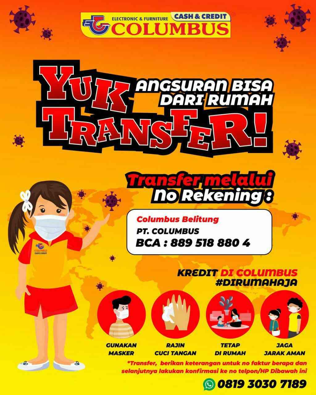 “Yuk Transfer” Program Columbus Bayar Angsuraan Bisa Dari Rumah