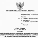 Ini Edaran Gubernur Terkait Soal BBM di Bangka Belitung