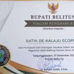 Batik De gual kalaju Ecoprint Terima Penghargaan dari Pemkab Belitung