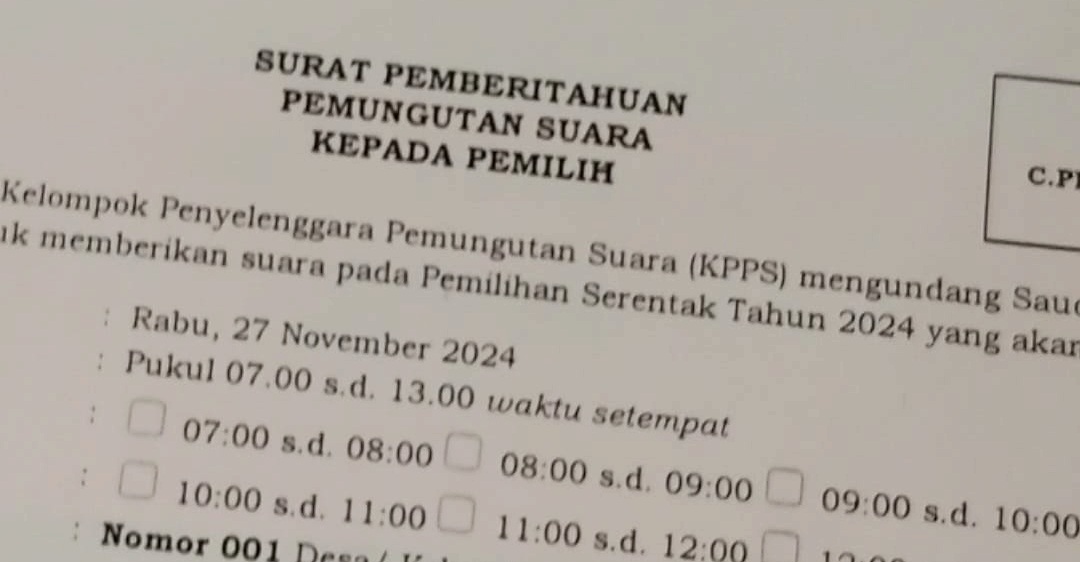 Pilkada Serentak 27 Nopember 2024: Dari Surat Pemberitahuan Pencoblosan hingga Hal-Hal lainnya yang Wajib Diketahui Masyarakat 3 IMG 20241121 104838