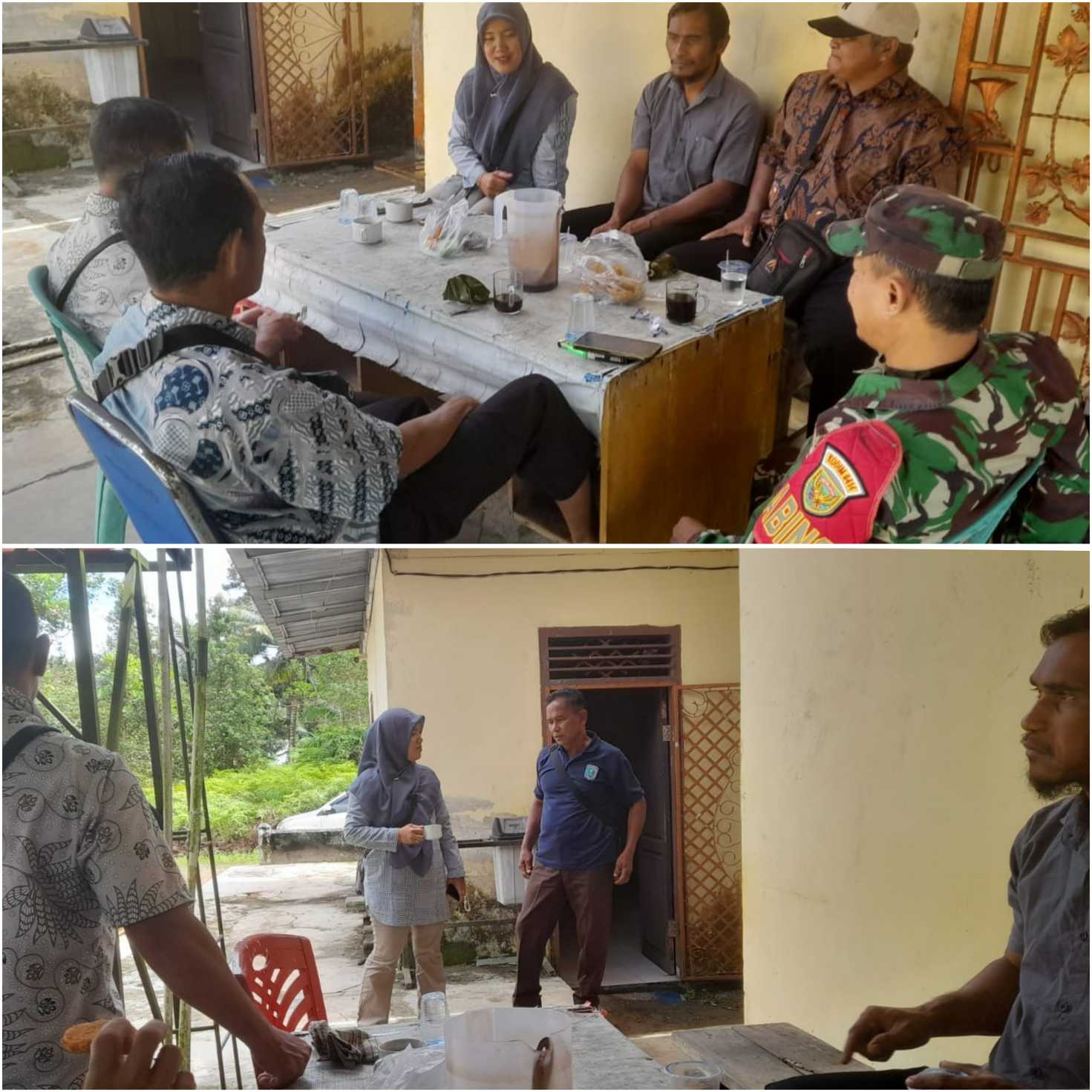 Jalin Silatuhrahmi: Sertu Supandiyan, Anggota Koramil 414-04/Membalong Gelar Komsos Bersama Unsur Pemerintahan Desa Bantan 2 InCollage 20251003 172600581