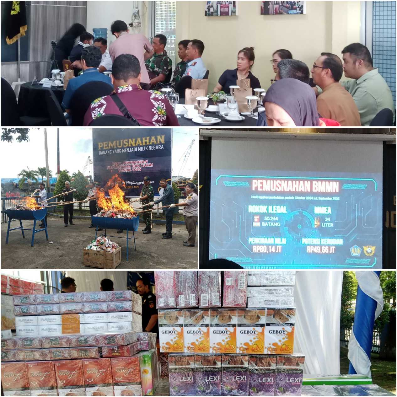 Wakili Dandim 0414 Belitung, Danramil Kelapa Kampit Hadiri Pemusnahan Barang Milik Negara Eks Kepabeanan di Tanjungpandan 2 InCollage 20251029 130308731