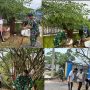 Ciptakan Lingkungan Bersih dan sehat, Koramil 414-06/Selat Nasik Laksanakan Gotong Royong Pembersihan Sampah di Ruas Jalan A. Yani