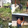 Babinsa Sertu Didi K dari Koramil 414-04/Membalong Komsos dan Gotong Royong Bersama Warga di Desa Perpat
