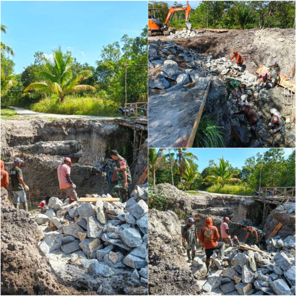 Kodim 0414 Belitung bersama Koramil Tanjungpandan dan Masyarakat Lakukan Kegiatan Pembangunan Jembatan Beton di Air Pelampang Jaya 2 IMG 20260411 133655