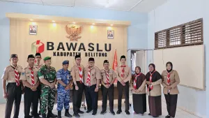 Kwarcab Pramuka Belitung Lantik Pengurus Saka Adhiyasta Pemilu Bawaslu Belitung