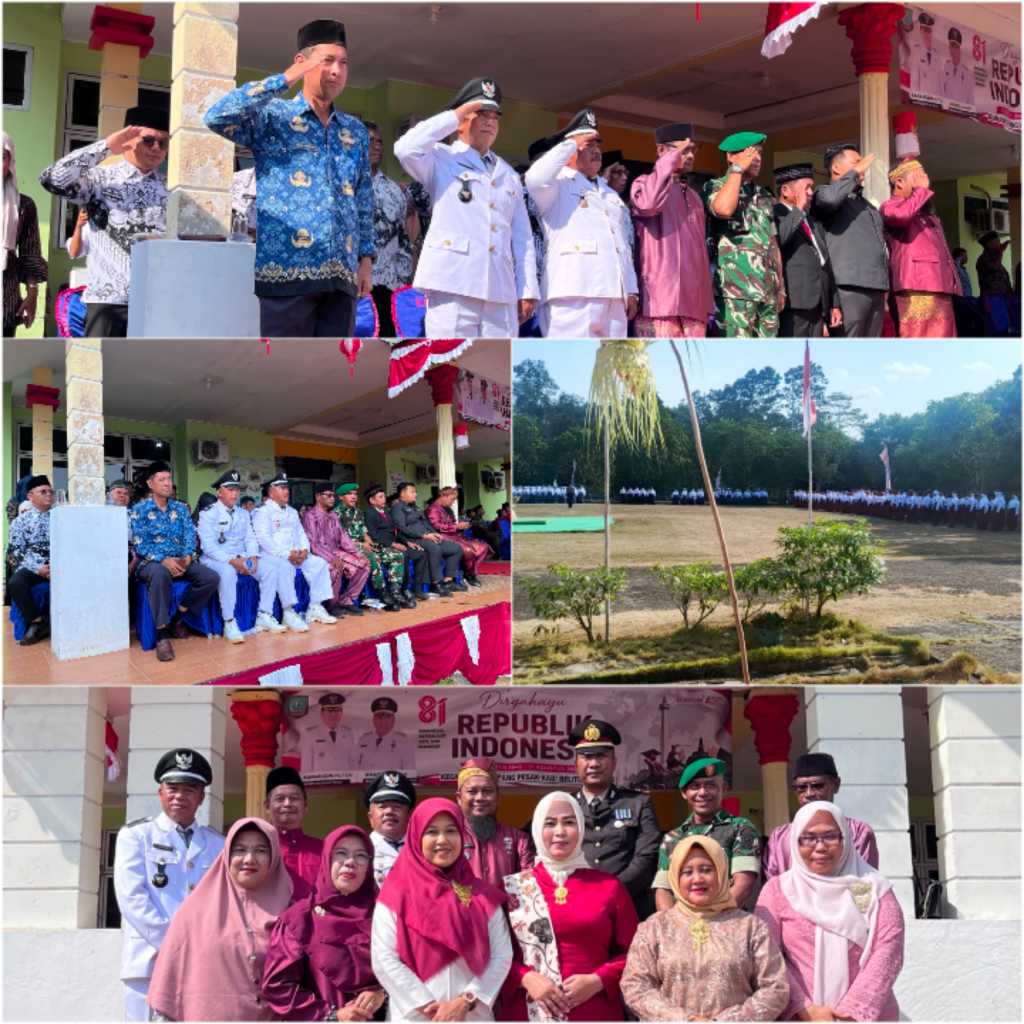 Babinsa Koramil 03/Gantung Sertu Wawan, Hadiri Upacara HUT ke-81 Kemerdekaan RI di Simpang Pesak 1 IMG 20260817 130715