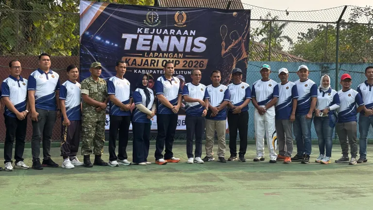 Mewakili Kodim 0414 Belitung, Pelda Suminto Hadiri Kejuaraan Tenis Lapangan Kajari Cup Tahun 2026
