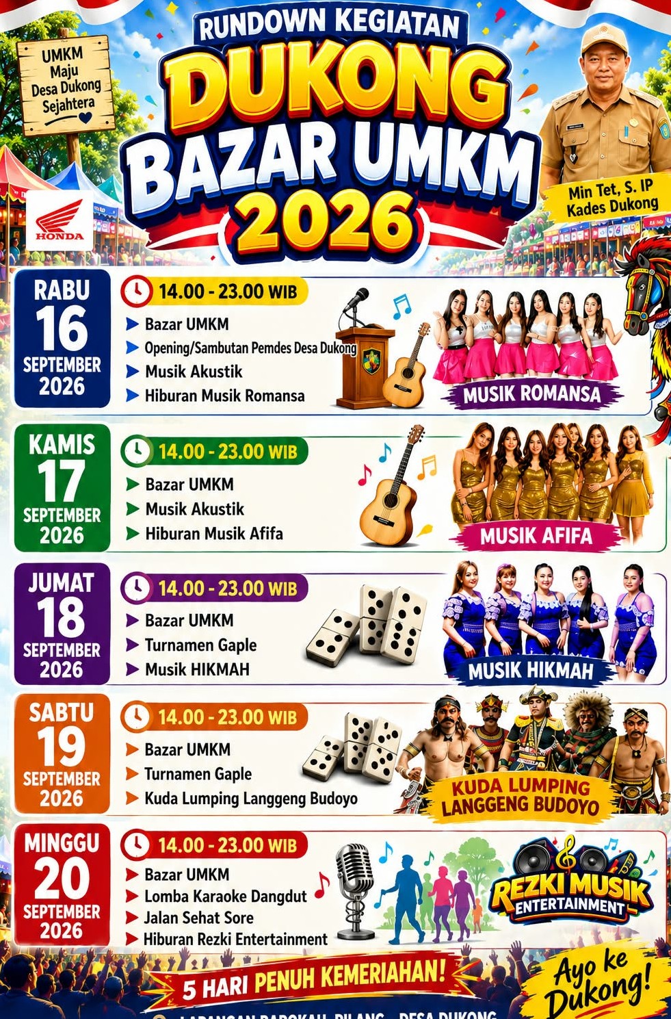 Bazar UMKM Dukong 2026 Resmi Dibuka, dari Pusat Kuliner, Belanja hingga Hiburan Warga