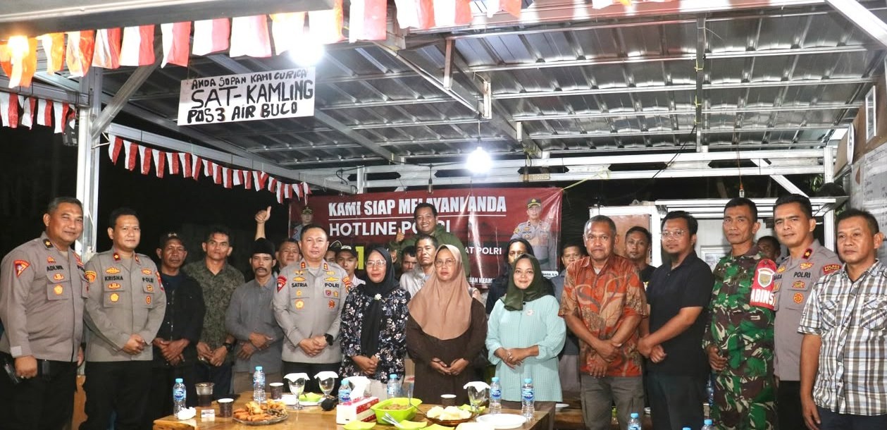 Serka Astiyandi Hadiri Ronda Malam Bersama Polda Babel dan RRI Pusat di Aik Pelempang Jaya