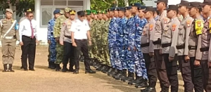 Pemkab dan TNI, Polri, Satpol PP, Linmas Apel Gelar Pasukan Pengamanan Pilkades Serentak Belitung