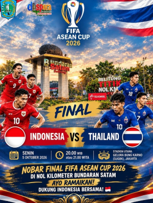 Nobar Final FIFA ASEAN Cup 2026, Indonesia VS Thailand di Nol Kilometer Bundaran Satam Tgpandan